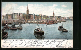 AK Hamburg, Boote Auf Dem Zollkanal, Uferpartie  - Mitte
