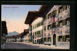 AK Mittenwald, Partie Am Obermarkt, Fassadenmalerei  - Mittenwald