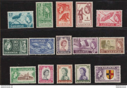 1955-59 SARAWAK, SG N° 188/202 Set Of 15 MNH/** - Autres & Non Classés