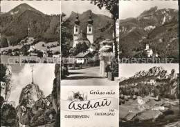 72217914 Aschau Chiemgau Panorama Bergkreuz Kirche Aschau - Autres & Non Classés