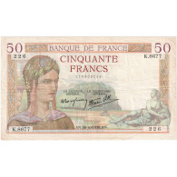 France, 50 Francs, Cérès, 1938-10-20, K.8677, TTB+ - 50 F 1934-1940 ''Cérès''