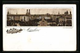 Lithographie München, Totalansicht Aus Der Vogelschau  - Muenchen