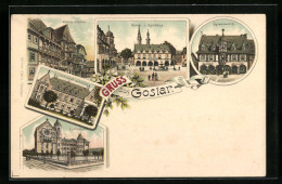 Lithographie Goslar, Markt Und Rathaus, Marktstrasse, Kaiserworth  - Goslar