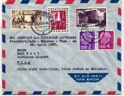 Saarland 324, 370, 381, 383 Auf Brief Als Mischfrankatur Luftpost #IR779 - Sonstige & Ohne Zuordnung