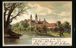 Lithographie Freising, Teilansicht Mit Blick Auf Kirchen  - Freising