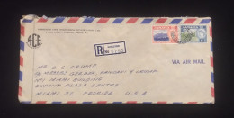 D)1956, JAMAICA, LETTER SENT TO U.S.A, AIRMAIL AND CERTIFIED, WITH STAMPS, JAMAICAN ASPECTS, QUEEN ELIZABETH II, THE BLU - Jamaica (1962-...)