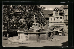 AK Pössneck / Thür., Marktbrunnen (Mauritiusbrunnen)  - Poessneck