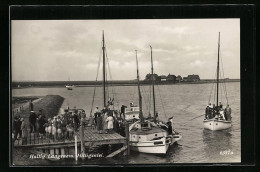 AK Hallig Langeness, Hilligenlei, Ankunft Eines Bootes  - Autres & Non Classés