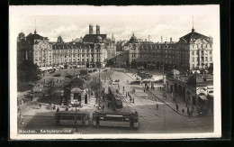 AK München, Strassenbahn Am Karlsplatzrondell  - Tramways