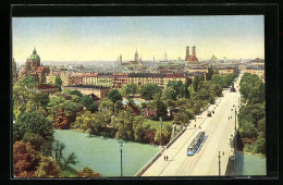 AK München, Blick Vom Maximilianeum, Strassenbahn  - Tramways