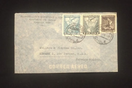 D)1952, CHILE, LETTER SENT TO U.S.A, AIR MAIL, GUARELLO Y MANTZKE LTDA, WITH STAMPS, GLOBE, XF - Chile