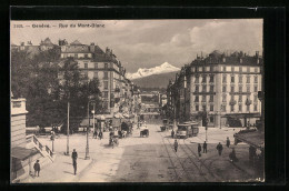 AK Genève, Rue Du Mont-Blanc, Strassenbahn  - Tramways