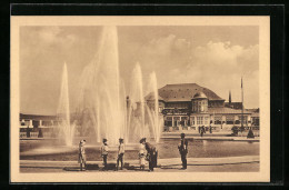 AK Leipzig, Internationale Baufachausstellung Mit Sonderausstellungen 1913, Leuchtspringbrunnen Vor Dem Hauptrestaurant  - Exhibitions