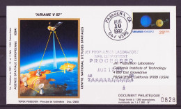 Espace 1992 08 10 - CNES - Ariane V52 - Satellite TOPEX POSEIDON - Cachet Pasadena - Europe