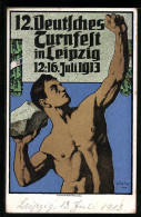 Künstler-AK Leipzig, 12. Deutsches Turnfest 1913, Sportler Mit Einem Stein  - Autres & Non Classés