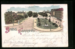 Lithographie Hannover, Herrenhauser Alle Aus Der Vogelschau  - Hannover