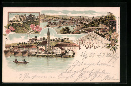 Lithographie Passau, Ortsansicht Vom Wasser Aus, Blick Auf Oberhaus  - Passau