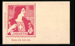 AK Briefmarkenkarte, Helvetia, Berne M`a Tout Pris  - Timbres (représentations)