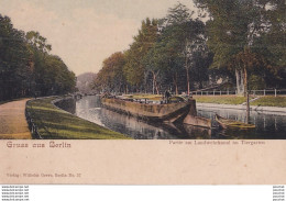 L2- GRUSS AUS  BERLIN - PARTIE AM LANDWEHRKANAL IM THIERGARTEN - ANIMEE - MARINIER - BATELLERIE - PENICHE - ( 2 SCANS ) - Autres & Non Classés