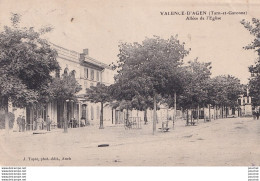 L1-82) VALENCE D ' AGEN (TARN ET GARONNE) ALLEES DE L ' EGLISE - ANIMEE -  EN 1908 - ( 2 SCANS ) - Valence