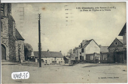 CHANTEPIE- LA PLACE DE L EGLISE ET LA MAIRIE- ENVIRONS DE RENNES- FENTE HAUT/MILIEU - Rennes