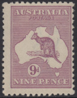 AUSTRALIA 1916  9d VIOLET KANGAROO (DIE II) STAMP PERF.12 3rd WMK  SG.39  MVLH. - Mint Stamps