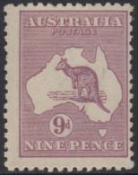 AUSTRALIA 1916  9d VIOLET KANGAROO (DIE II) STAMP PERF.12 3rd WMK  SG.39  MVLH. - Ongebruikt