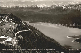 72202519 Walchensee Fliegeraufnahme Herzogstandhaus Mit Alpenkette Walchensee - Autres & Non Classés