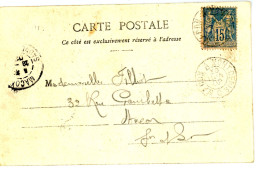 COTE 110 € SAONE ET LOIRE SAGE CP 1902 AMBULANT MACON A MONTCENIS C  / N°90 RARE SUR SAGE INDICE 13 VOIR LES SCANS - 1877-1920: Periodo Semi Moderno