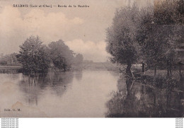 L13-41) SALBRIS - LOIR ET CHER - LES BORDS DE LA SAULDRE - ANIMEE PECHEUR A LA LIGNE -  ( 2 SCANS ) - Salbris