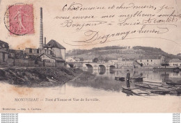 L17-77) MONTEREAU - PONT D ' YONNE ET VUE DE SURVILLE - ANIMEE - EN 1904 - Montereau