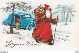 L10- JOYEUX NOEL - PERE NOEL AVEC JOUETS ET VOITURE DANS PAYSAGE DE NEIGE - ( 2 SCANS ) - Other & Unclassified