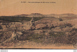 L21- EL KEF (TUNISIE) VUE PANORAMIQUE DU KEF ET DE LA PLAINE - ANIMEE - CARTE TOILEE COULEURS - EN 1920 - ( 2 SCANS ) - Tunisia