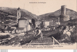  L2-06) LA TURBIE - LA TOUR D'AUGUSTE ET L'EGLISE - RUINES ROMAINES - (ANIMÉE - SECHAGE DES FIGUES - 2 SCANS) - La Turbie