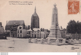 L27-45) CHATEAUNEUF SUR LOIRE  - LOIRET - LA PLACE LE MONUMENT AUX MORTS ET L ' EGLISE - EN 1928 - Autres & Non Classés