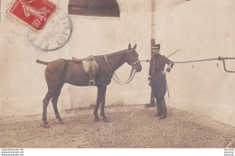 47) AGEN  LE 22 JUILLET 1911  - CARTE PHOTO  - MILITAIRE - CAVALIER  AVEC CHEVAL  - 3 SCANS - Agen