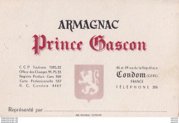  32) CONDOM (GERS) ARMAGNAC PRINCE GASCON - 46 ET 49 RUE DE LA RÉPUBLIQUE - TELEPHONE 206    - Cartes De Visite