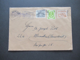 BRD 1954 Posthorn Nr. 123 MiF Mit 2x Berlin (West) Berliner Bauten I Drucksache Maschinenstempel Düsseldorf 1 - Storia Postale