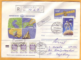 1996 Moldova Moldavie  Registered Letter, Chisinau - Moscow, Russia, Peaceful Space, Rocket, - Moldavie