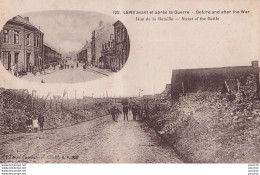 62) LENS - AVANT ET APRES LA GUERRE - 1914 - 18 - RUE DE LA BATAILLE - ( 2 SCANS ) - Lens