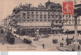 33) BORDEAUX - MAISON DU GRAND THEATRE - 2 , PLACE DE LA COMEDIE + DOS PUB  AVIS DE PASSAGE  - EN  1910 - 2 SCANS - Bordeaux