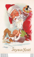 M18- JOYEUX NOEL - SERIE DE 4 CPA - PERE NOEL AVEC MICKEY - NEIGE - JOUETS - ILLUSTRATEUR H. BAZIN  - ( 2 SCANS ) - Autres & Non Classés