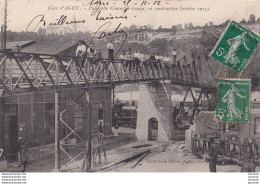 47) AGEN - LA GARE - PASSERELLE CONSEILLER GAUJA EN CONSTRUCTION - OCTOBRE 1912 + DETAILS AU DOS - 2 SCANS - Agen