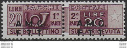 1947 Trieste A Pacchi Postali Lire 20 Variety MNH Sassone N. 7gag - Non Classés