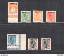 1926-30 Danimarca , Denmark, Tasse Francobolli Soprastampati "Porto" N° 1-7 MNH - Other & Unclassified