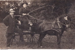 47) TONNEINS  - CARTE PHOTO GIROU - COUPLE AVEC CARRIOLE A CHEVAL - TRES BEAU PLAN - 3 SCANS  - Tonneins