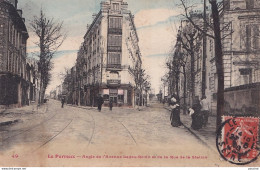 94) LE PERREUX - ANGLE DE L 'AVENUE LEDRU ROLLIN ET DE LA RUE DE LA  STATION  - ANIMEE - HABITANTS - COLORISEE - EN 1908 - Le Perreux Sur Marne