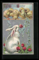 AK Osterhase Mit Kleeblatt In Der Schnauze  - Easter