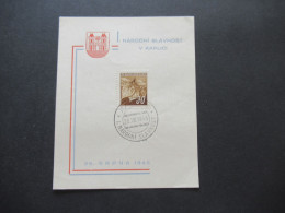 CSSR 26.8.1945 Kleines Sonderblatt I. Narodni Slavnost V Kaplici 26 . Srpna 1945 - Lettres & Documents