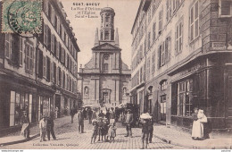 I6-29) BREST - LA RUE D ' ORLEANS  ET L ' EGLISE SAINT LOUIS - EN 1907 - Brest